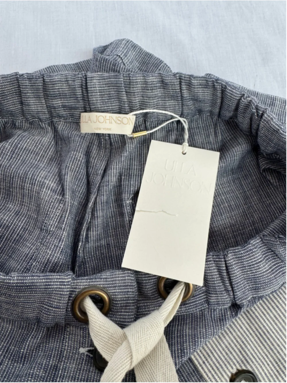 Ulla Johnson Gracie Shorts NWT Size 6 Blue Stripe Cotton Drawstring